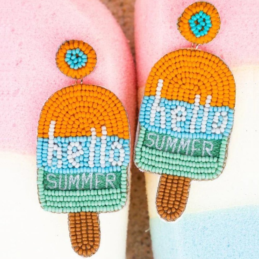 VIOLA Hello Summer Popsicle Seed Bead Earrings NWT